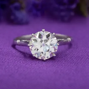 2.33 Transitional Cut Diamond Solitaire Ring c1920