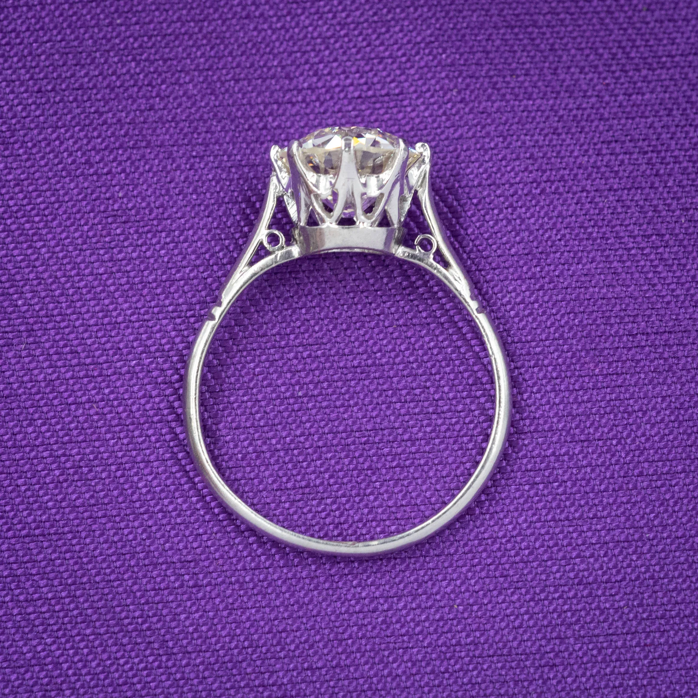 2.33 Transitional Cut Diamond Solitaire Ring c1920