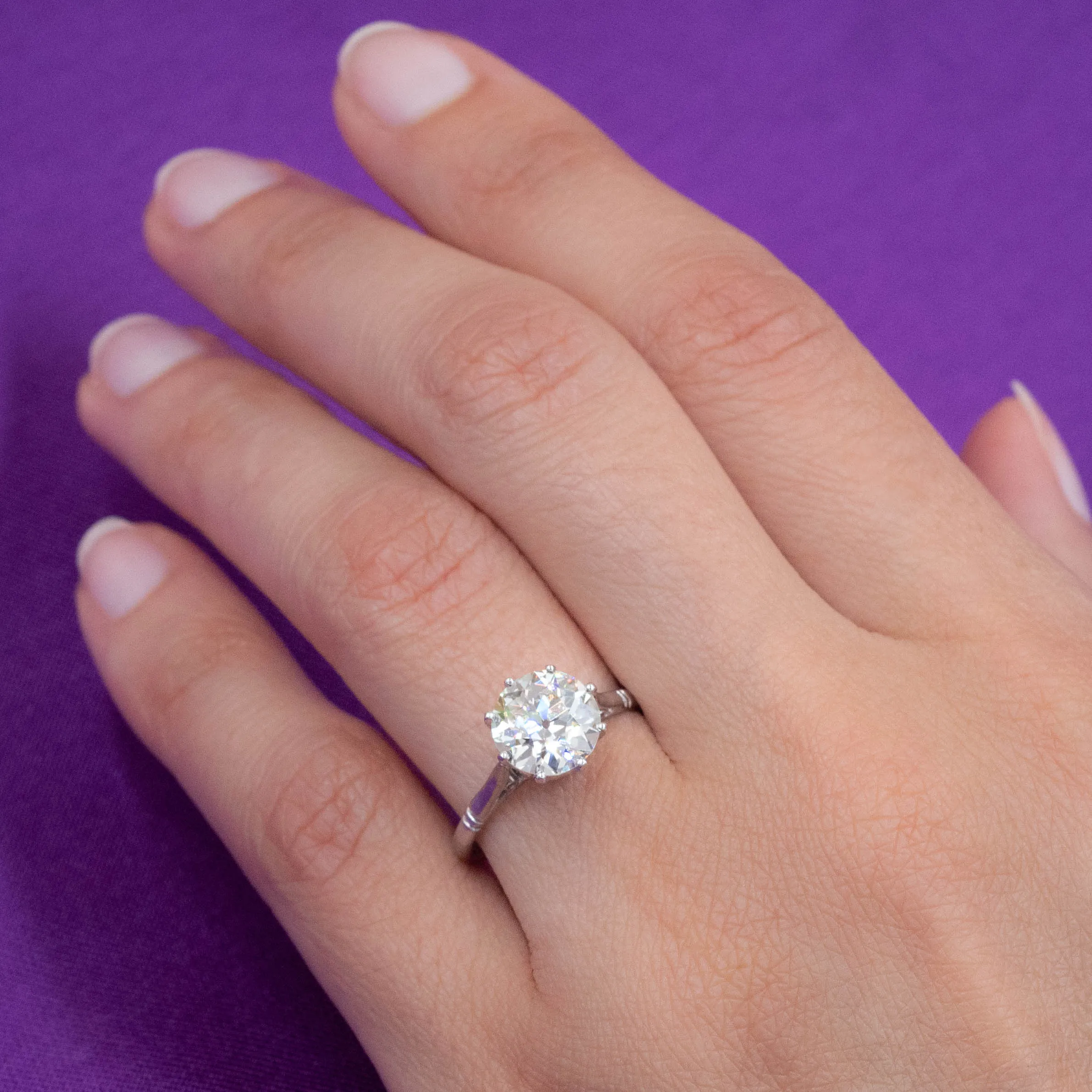2.33 Transitional Cut Diamond Solitaire Ring c1920