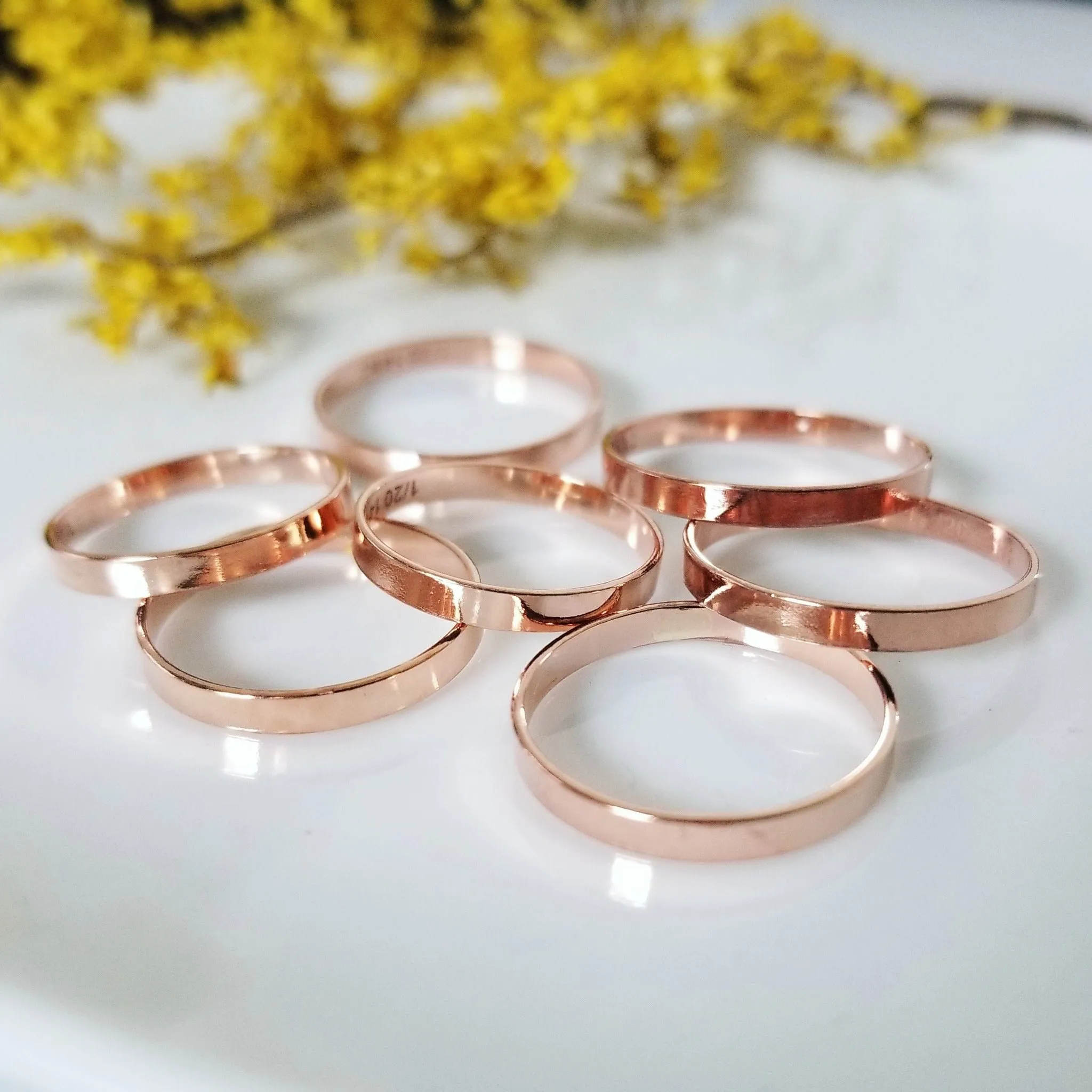 2.5mm Flat Stacking Ring - Gold or Rose Gold