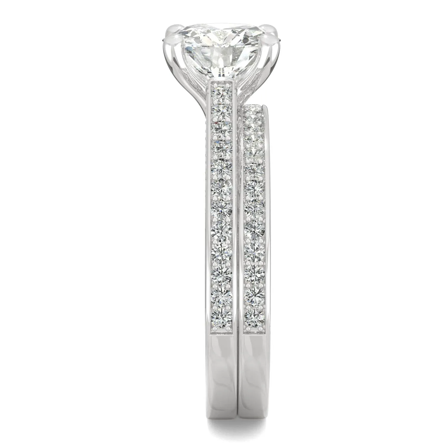 2.71 CTW DEW Round Moissanite Bridal Set in 14K White Gold