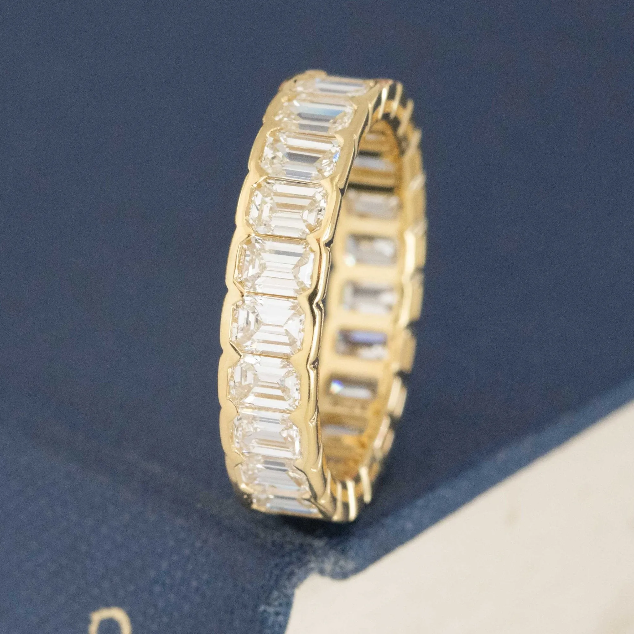 2.71ctw Emerald Cut Diamond Half-Bezel Eternity Band