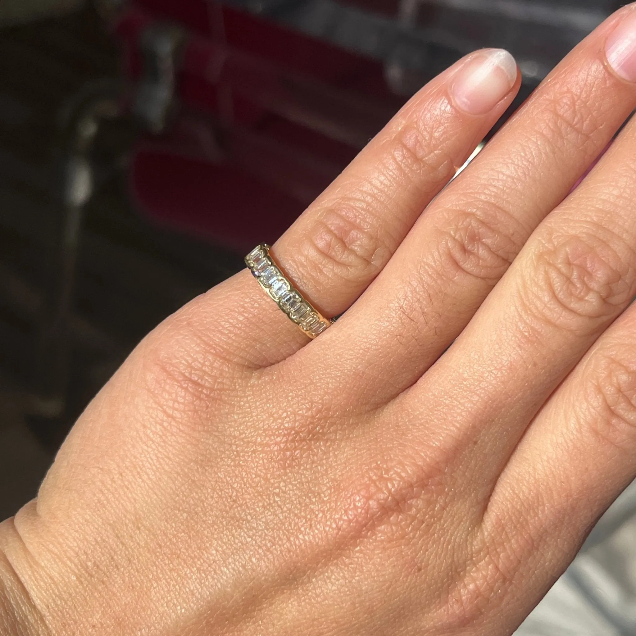 2.71ctw Emerald Cut Diamond Half-Bezel Eternity Band