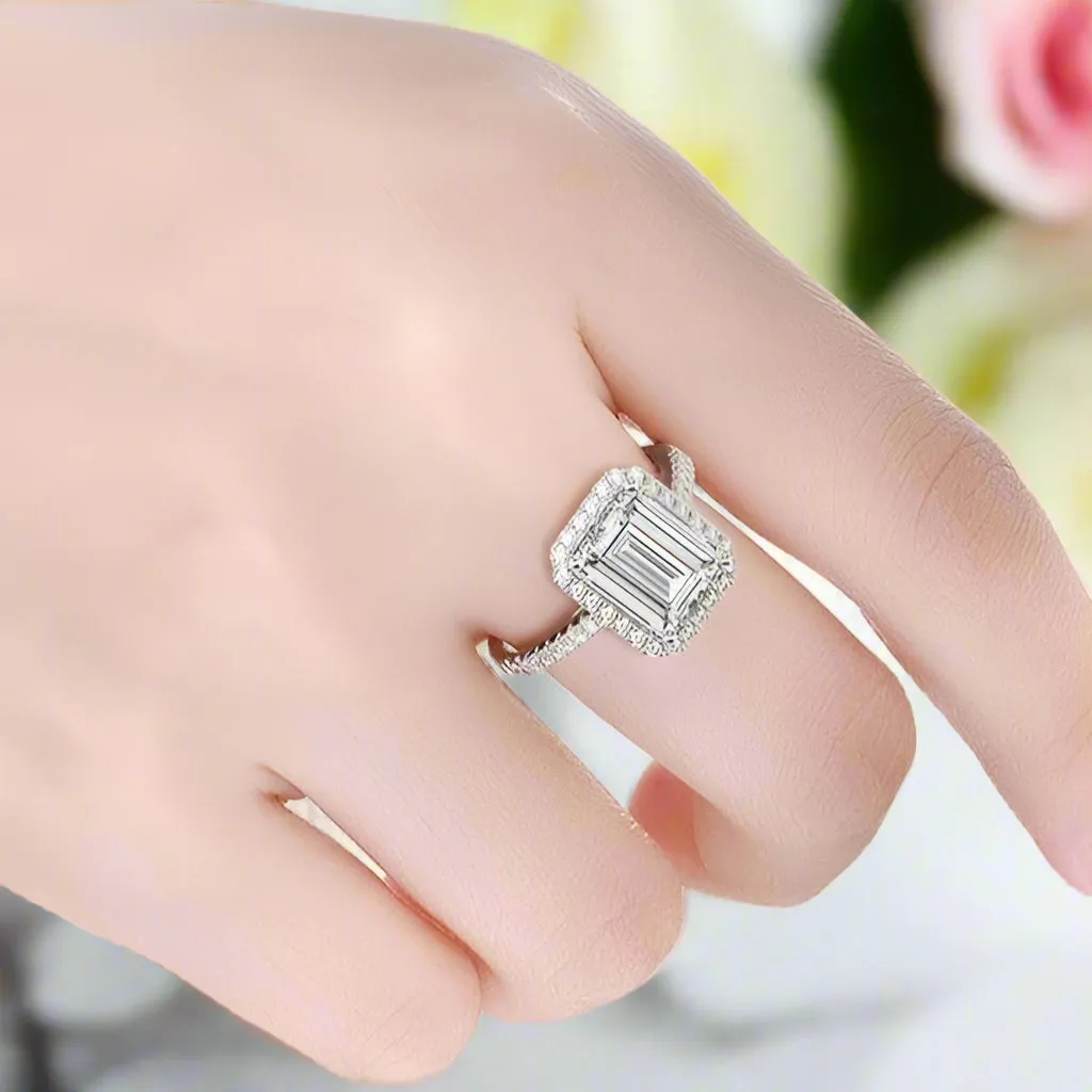 2ct Emerald Cut Excellent Diamond Engagement Ring