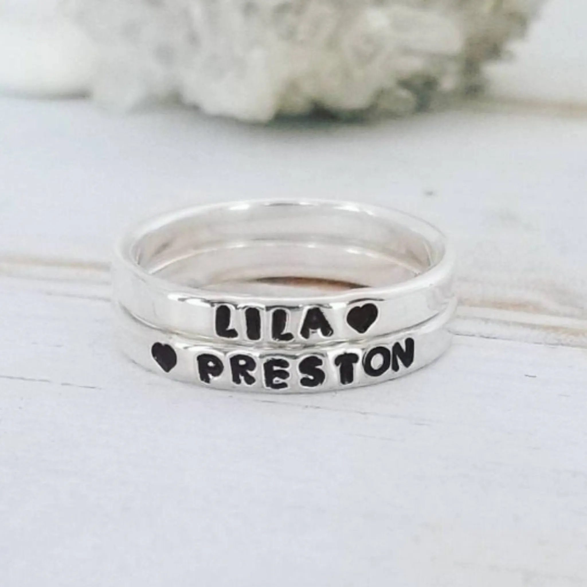 2mm Thin Stacking Name Ring - Sterling Silver