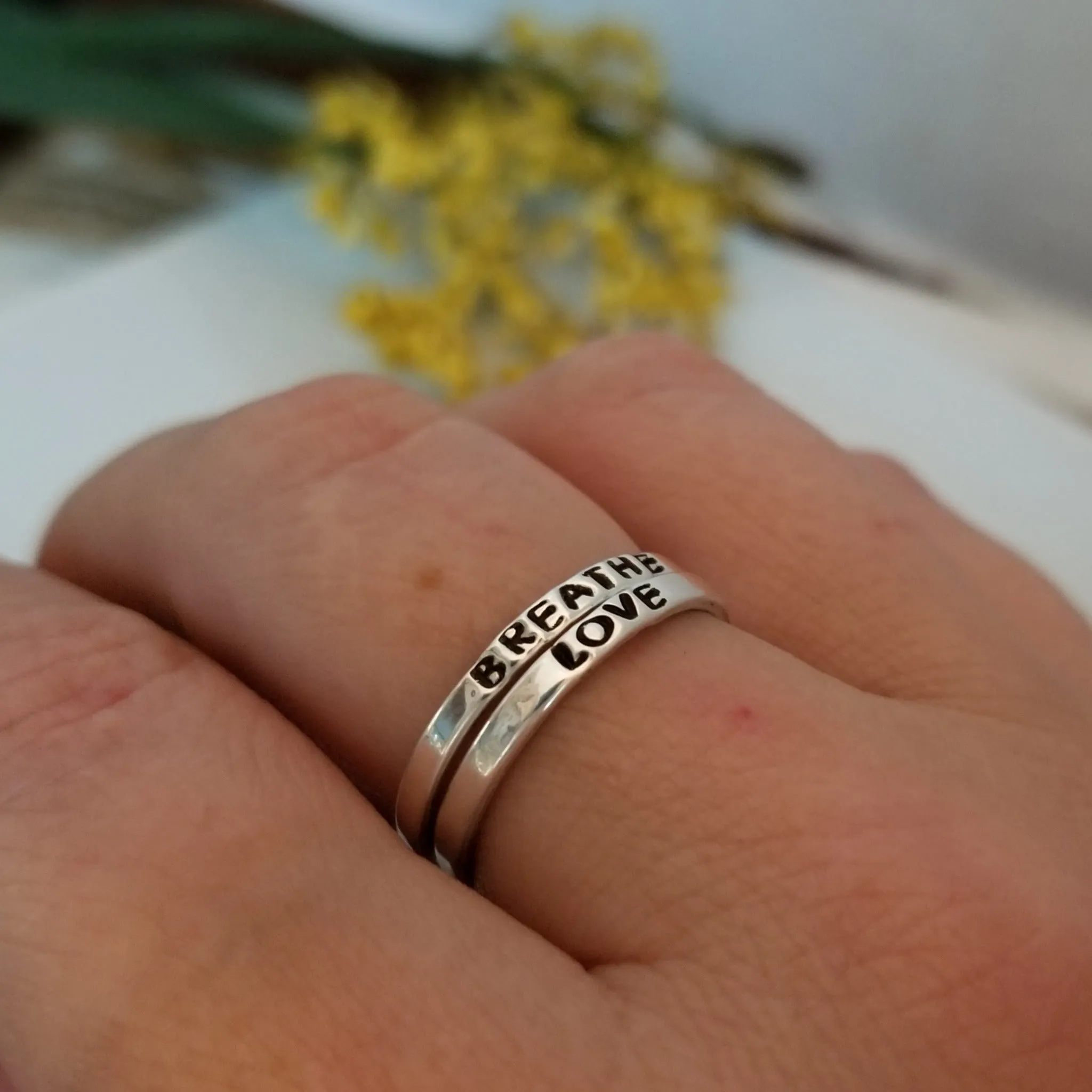 2mm Thin Stacking Name Ring - Sterling Silver