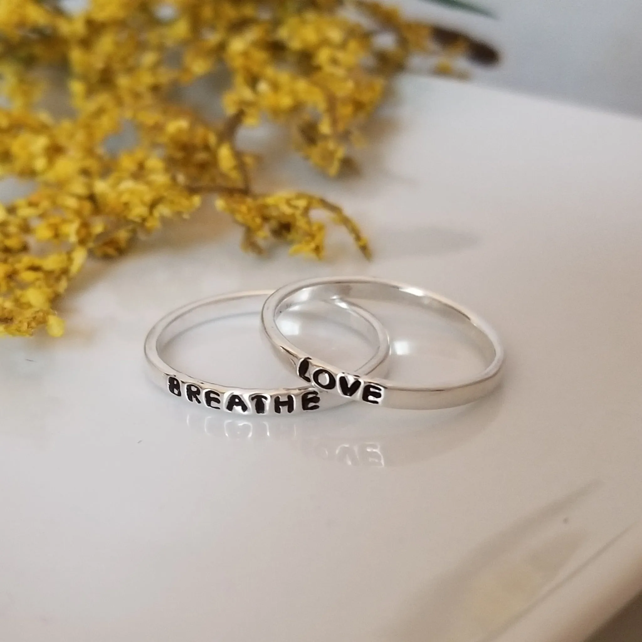 2mm Thin Stacking Name Ring - Sterling Silver