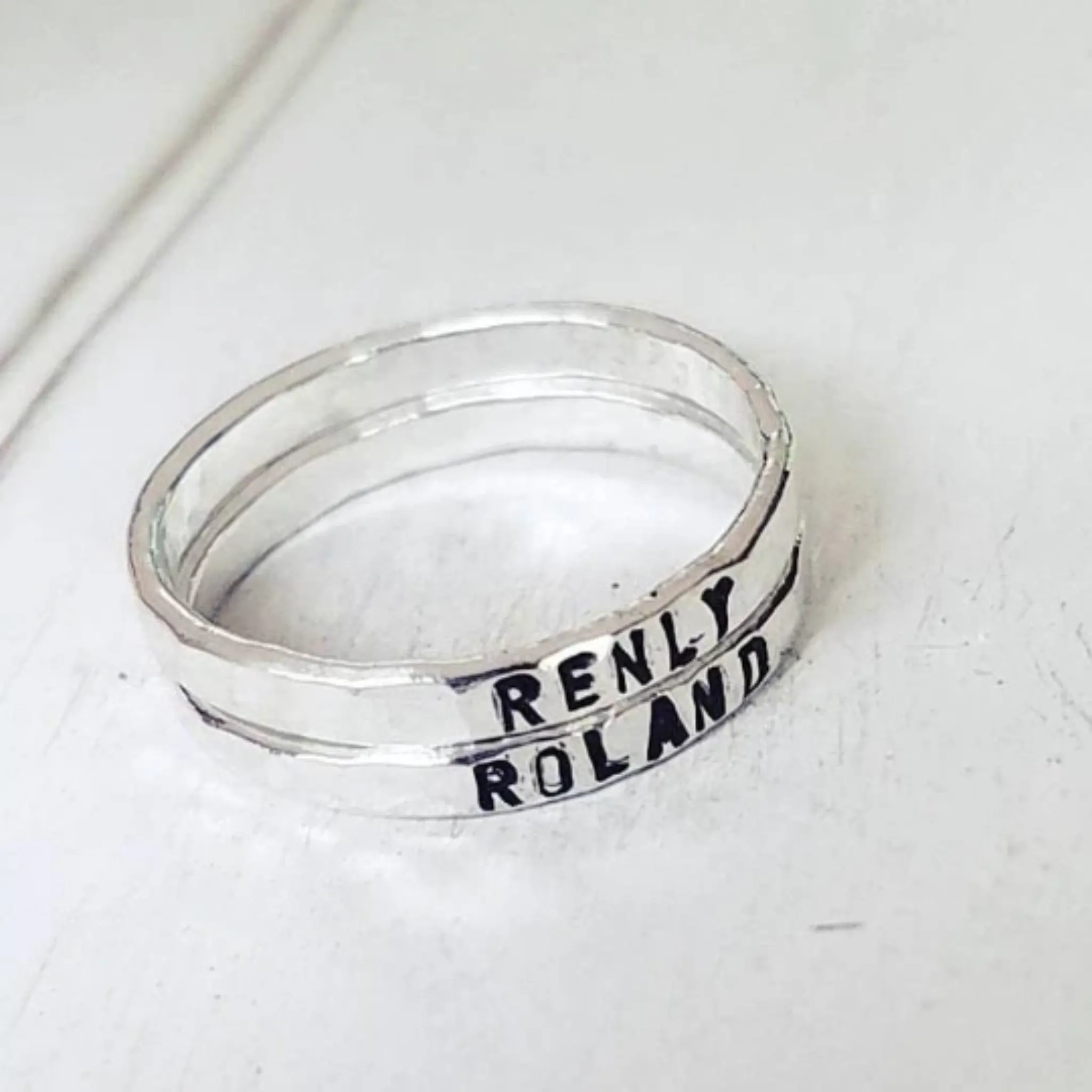 2mm Thin Stacking Name Ring - Sterling Silver