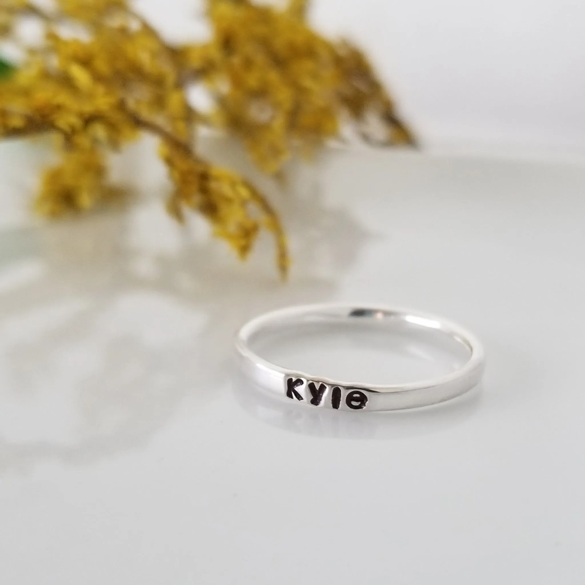 2mm Thin Stacking Name Ring - Sterling Silver