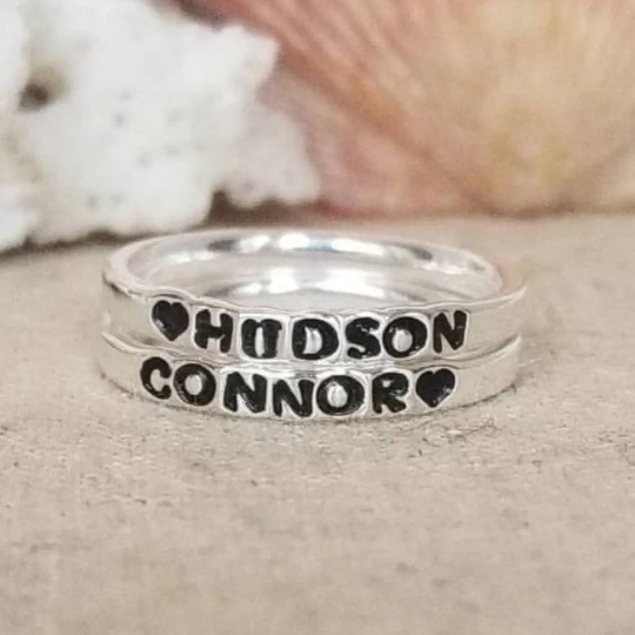 2mm Thin Stacking Name Ring - Sterling Silver