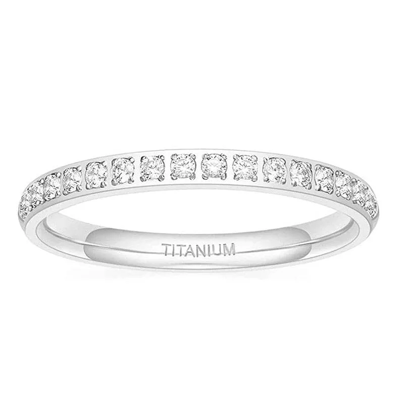 2mm Titanium Half Eternity Diamond Wedding Band