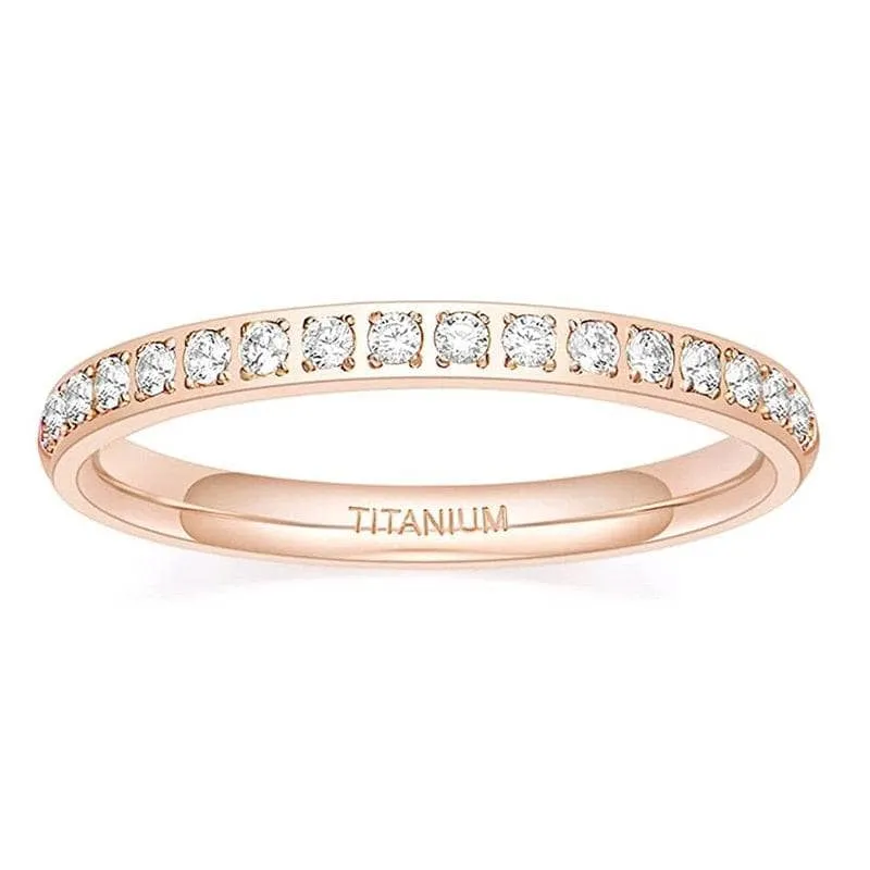 2mm Titanium Half Eternity Diamond Wedding Band