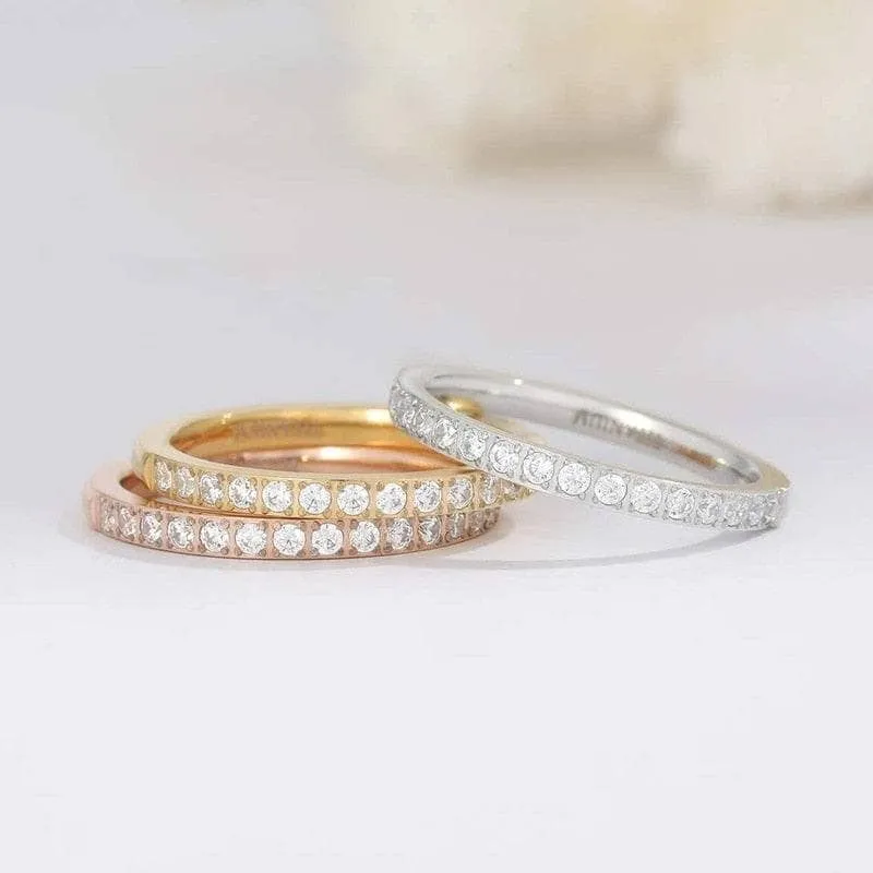 2mm Titanium Half Eternity Diamond Wedding Band