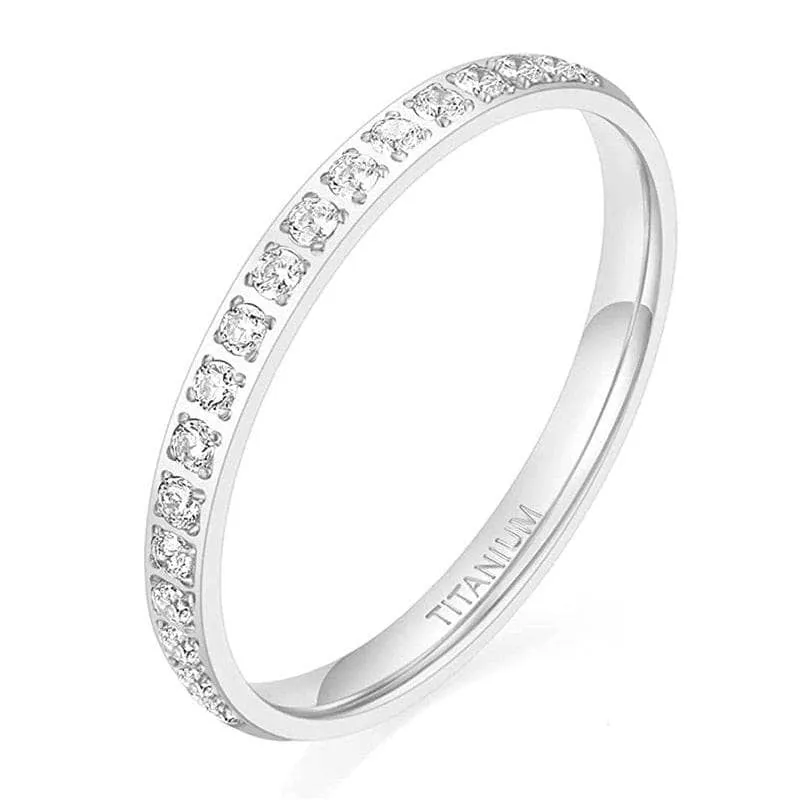 2mm Titanium Half Eternity Diamond Wedding Band
