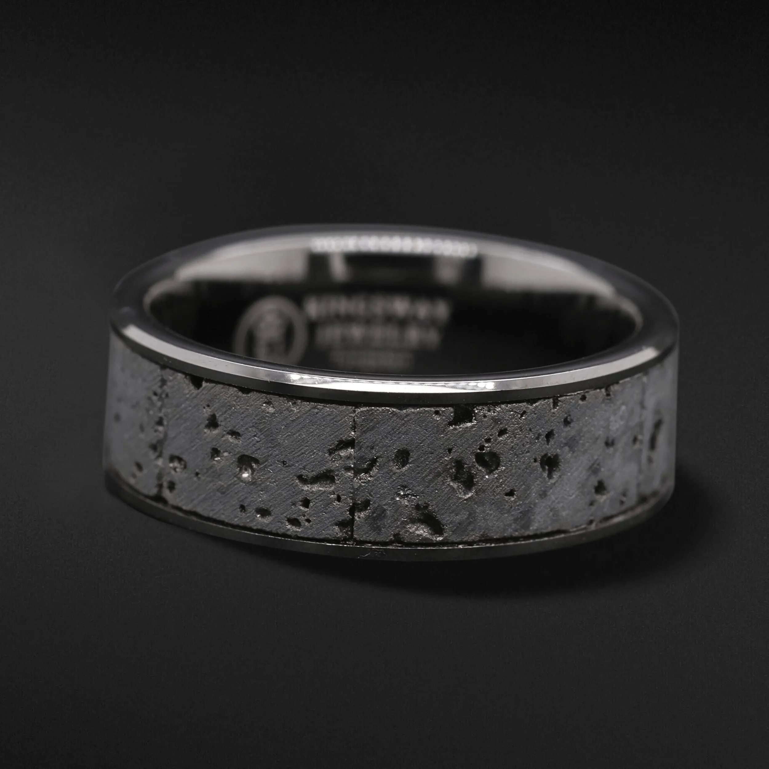 2PCs Tungsten His & Hers Wedding Ring Set, Tungsten Wedding Band Set, Lava Rock Inlays Couple Ring Set