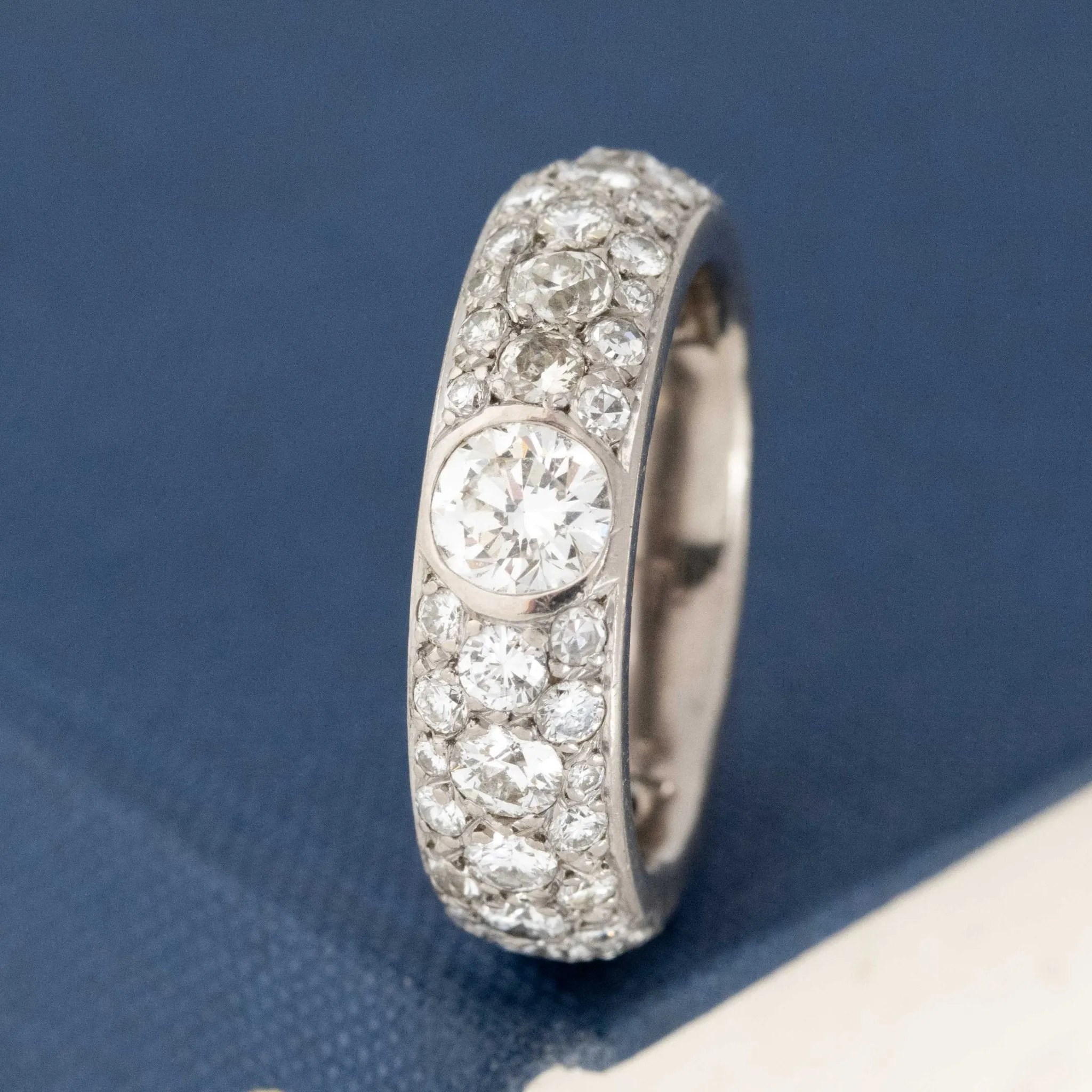 3.73ctw Vintage Mixed Cut Diamond Cluster Eternity Band