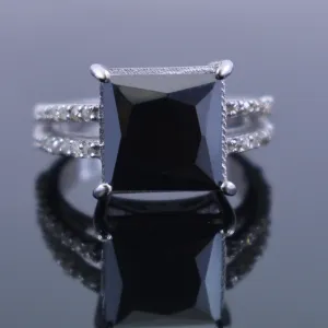 4.50 Ct Beautiful Black Diamond Ring With Rose Cut Diamond Accents, Amazing Collection & Great Shine. AAA Certified