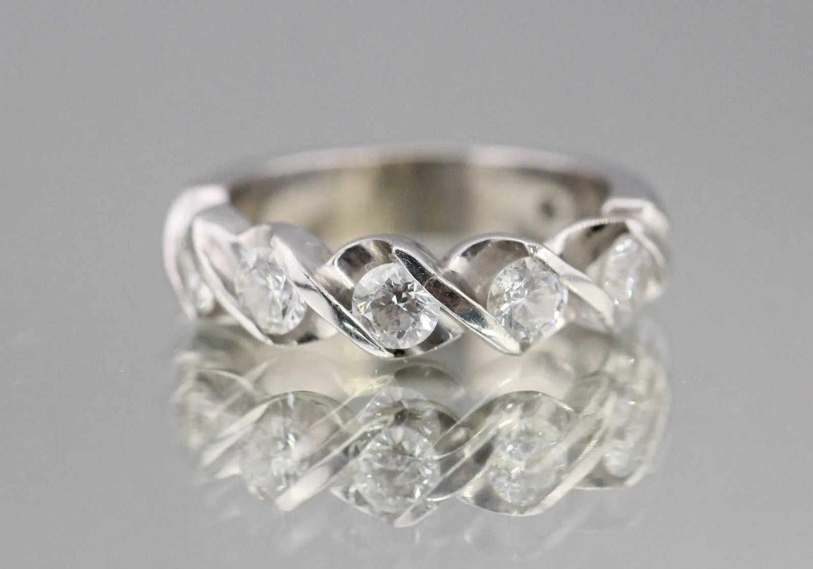 5 Stone Diamond Engagement Wedding Band Ring 1 Carat Total Weight 14k White Gold