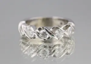5 Stone Diamond Engagement Wedding Band Ring 1 Carat Total Weight 14k White Gold