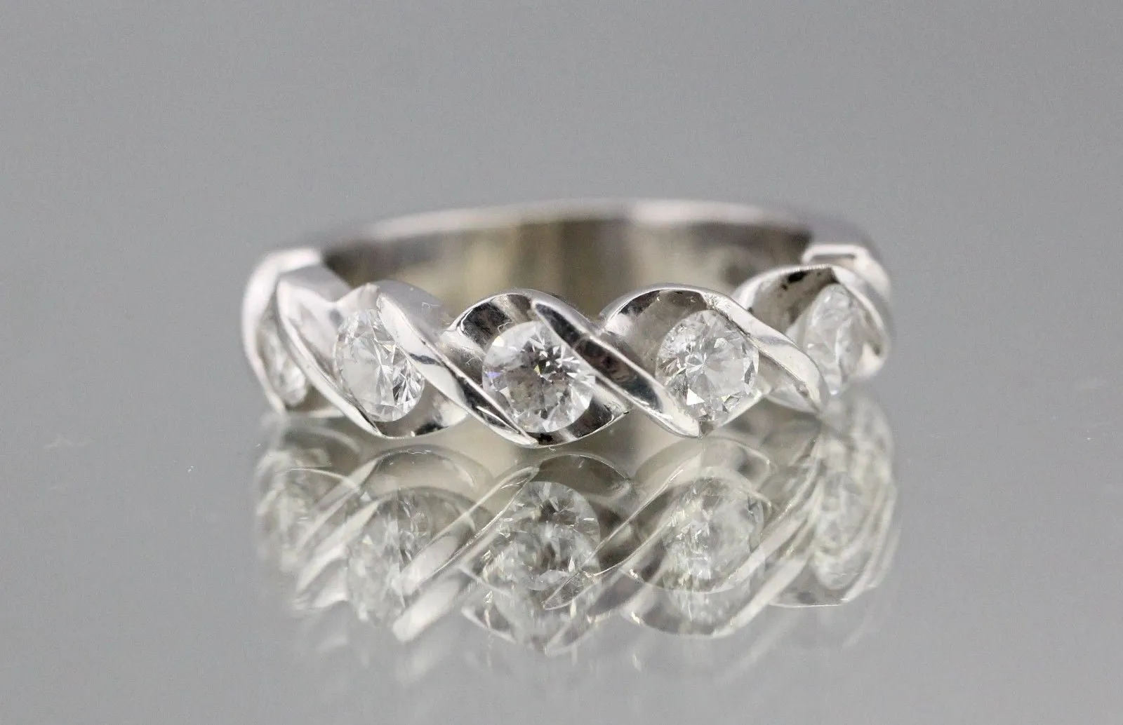 5 Stone Diamond Engagement Wedding Band Ring 1 Carat Total Weight 14k White Gold