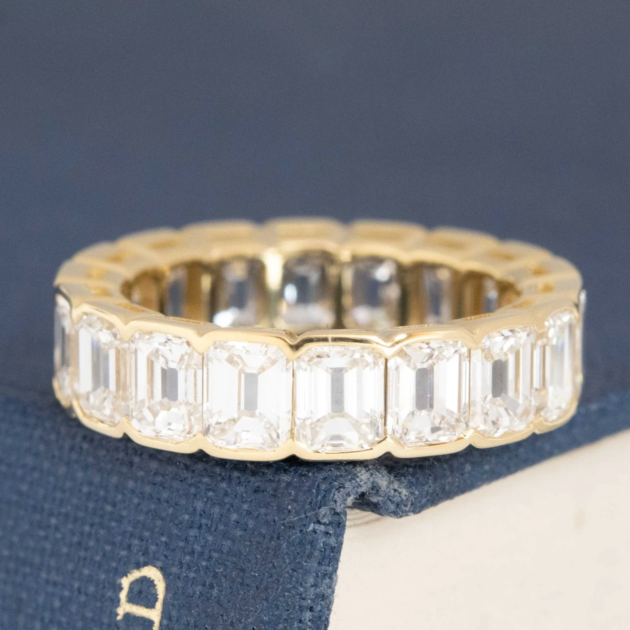5.50ctw Emerald Cut Diamond Half-Bezel Eternity Band