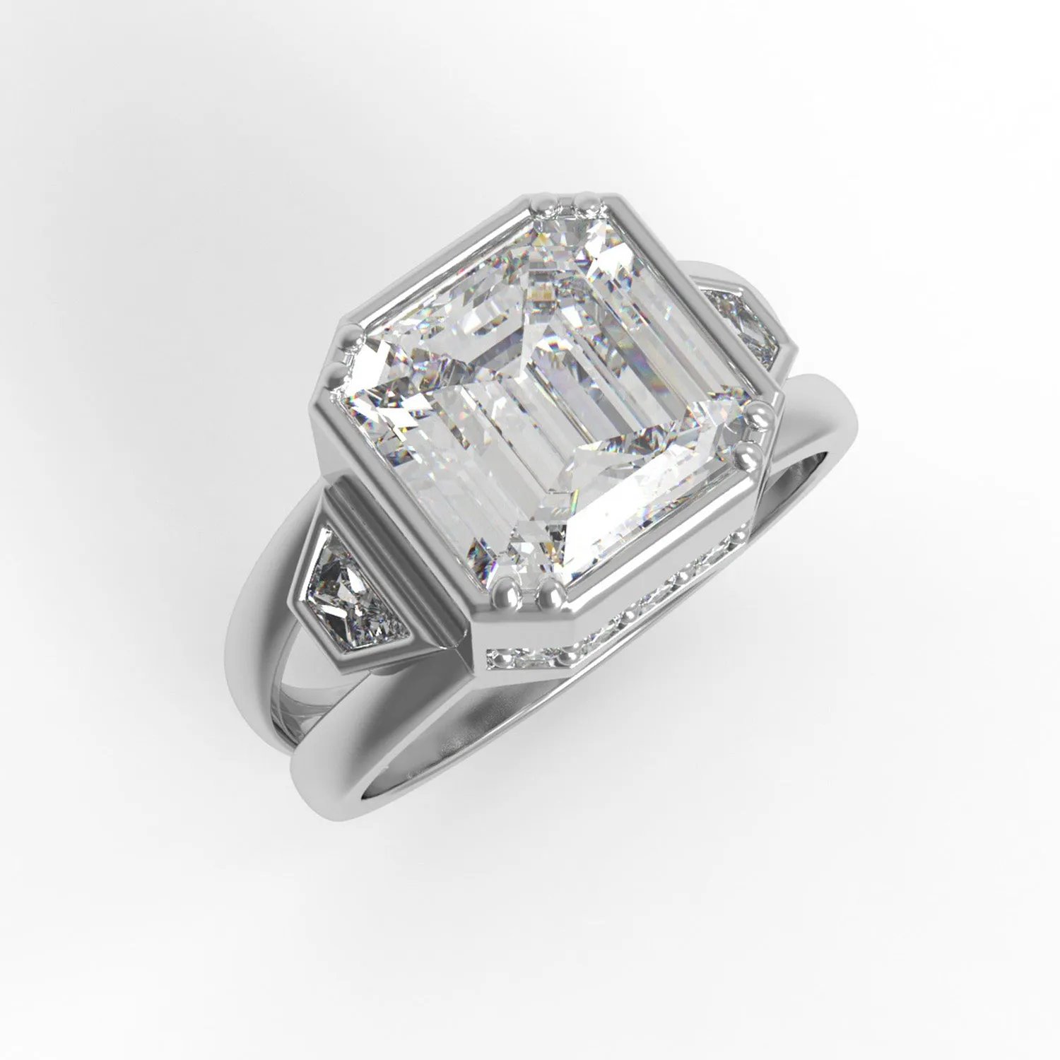 5.64 Ctw Octagon Moissanite Diamond Ring 925 Sterling Silver Solitaire Ring