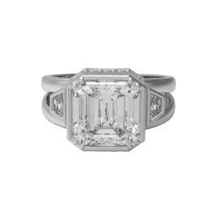 5.64 Ctw Octagon Moissanite Diamond Ring 925 Sterling Silver Solitaire Ring