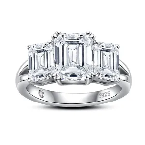 5ct Emerald Cut Diamond Three Stone Engagement Ring