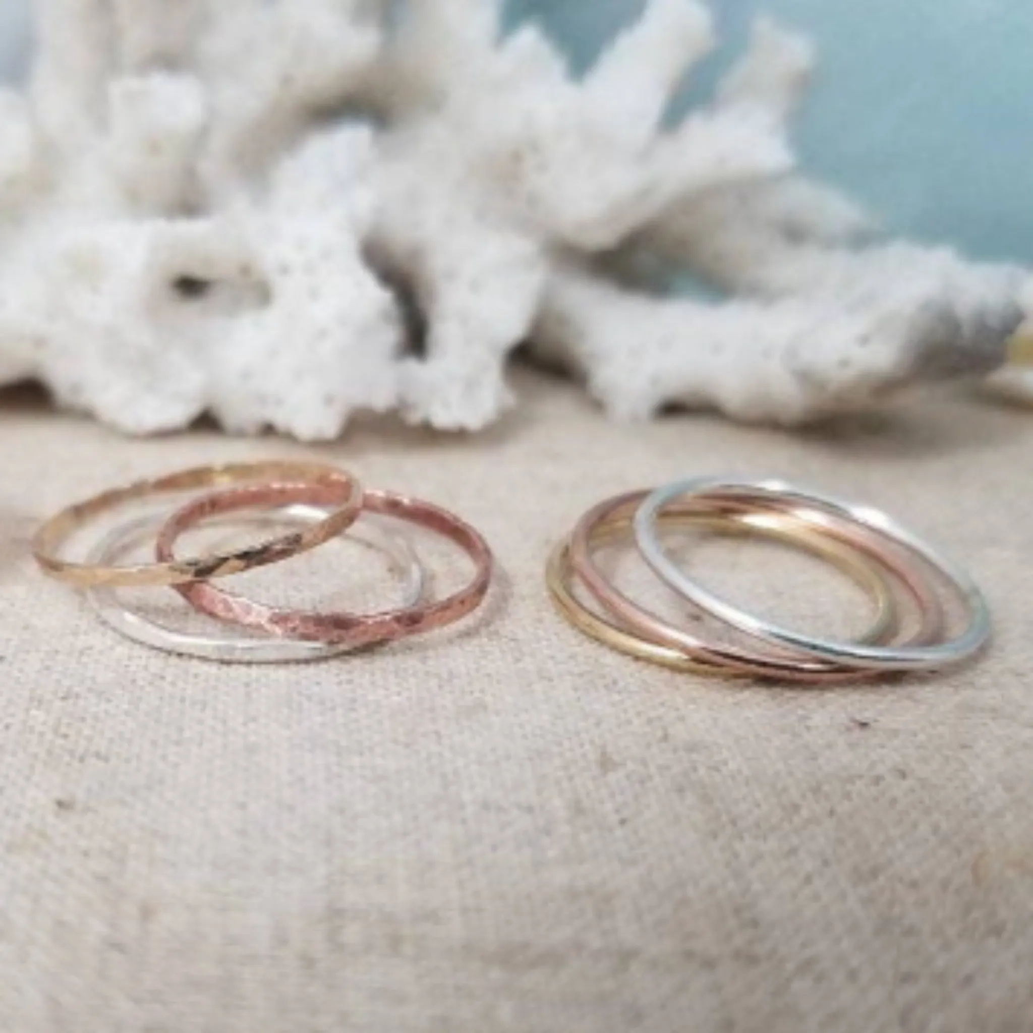 5pc 3mm Custom Name Stacking Ring Set - Sterling Silver