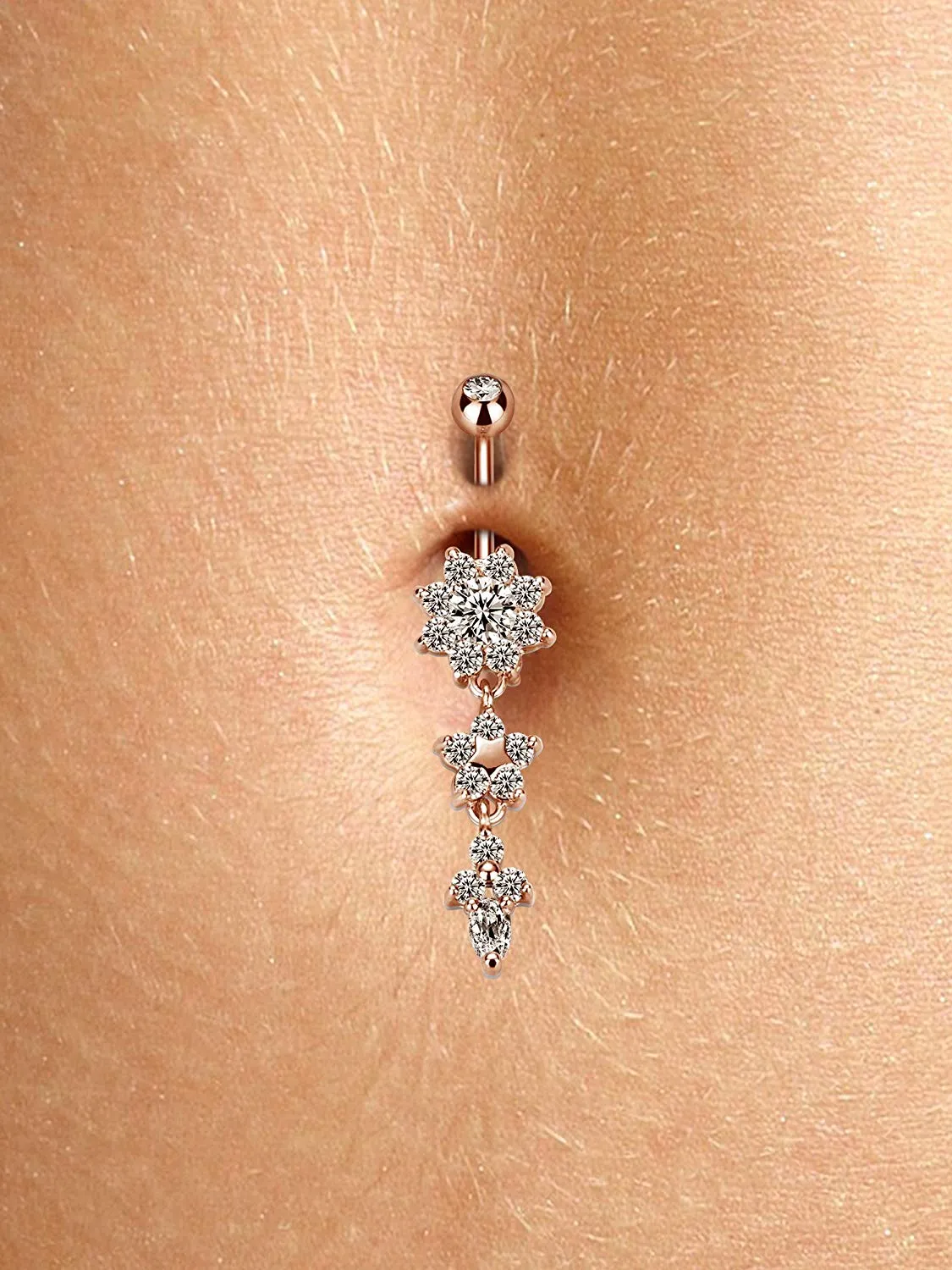 6 pcs 14G Stainless Steel Belly Button Rings Navel Curved Barbell Piercing