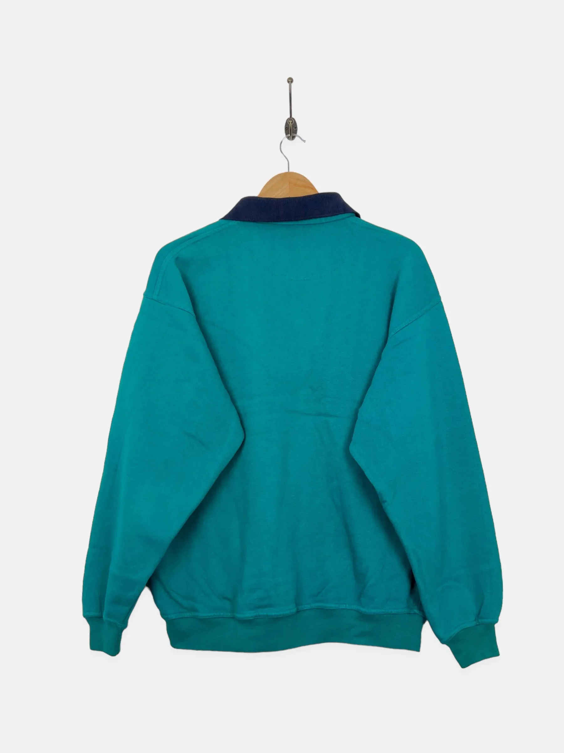 90's Deep Blue Sea Embroidered Vintage Collared Sweatshirt Size M