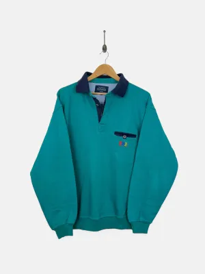 90's Deep Blue Sea Embroidered Vintage Collared Sweatshirt Size M