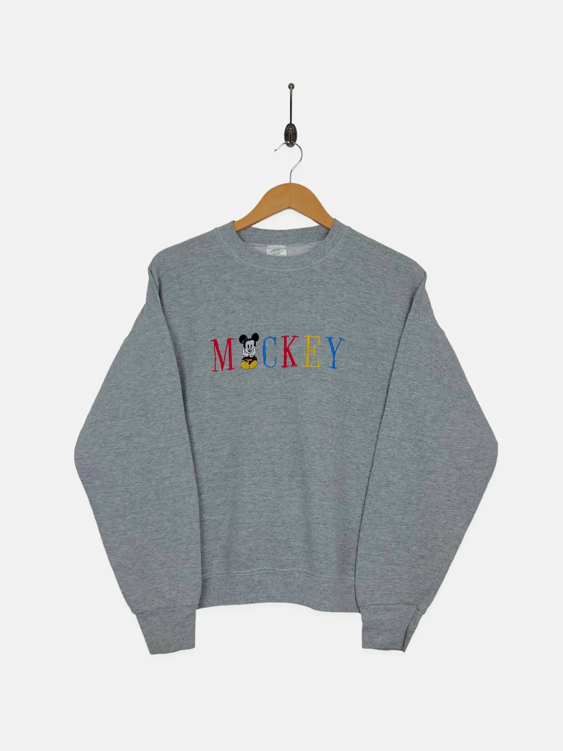 90's Disney Mickey Mouse USA Made Embroidered Vintage Sweatshirt Size 10-12