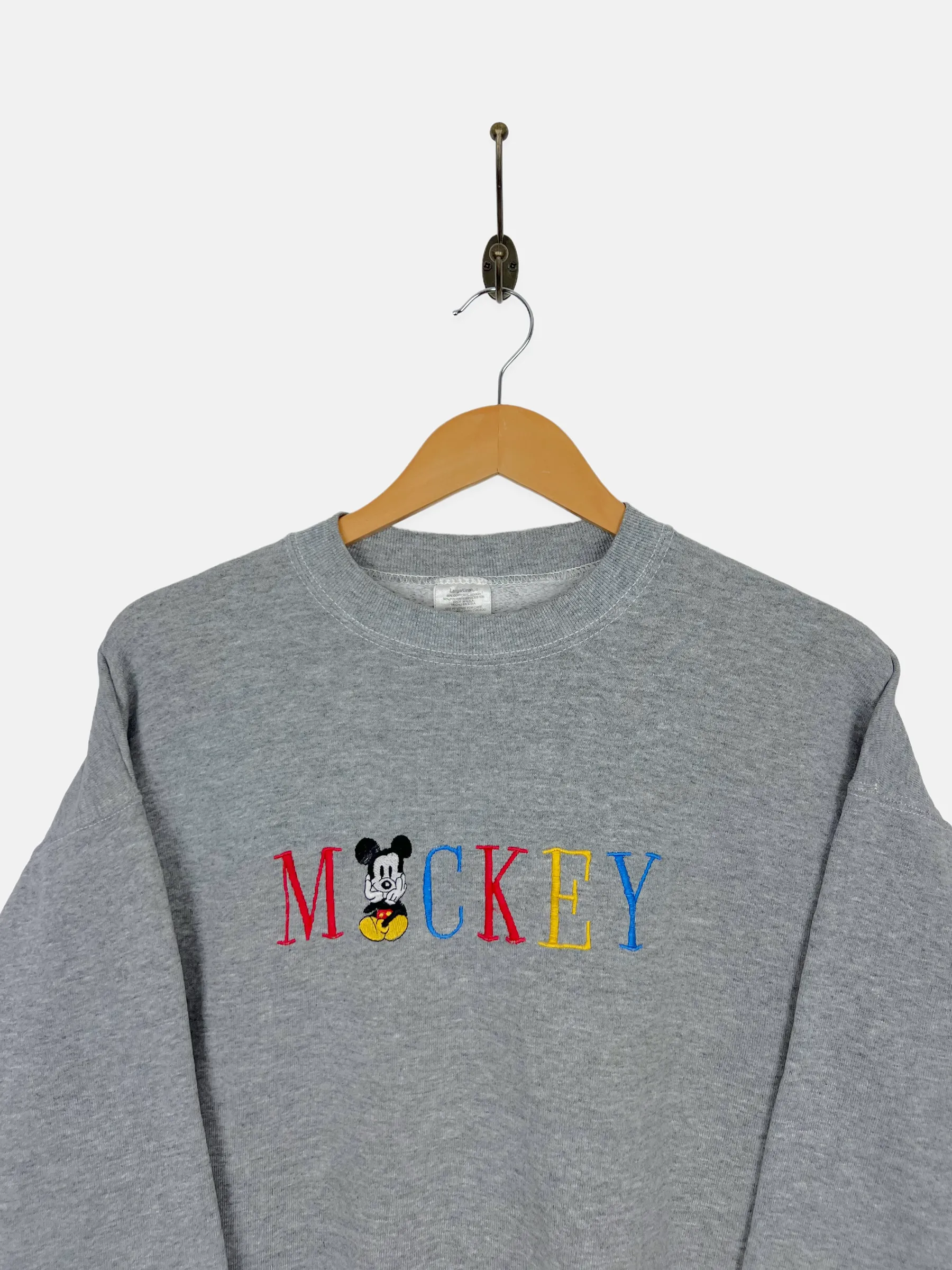90's Disney Mickey Mouse USA Made Embroidered Vintage Sweatshirt Size 10-12
