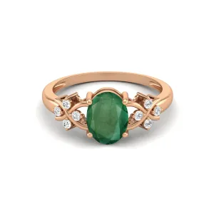 925 Sterling Silver Emerald Engagement Ring Oval Shaped Stone Wedding Ring