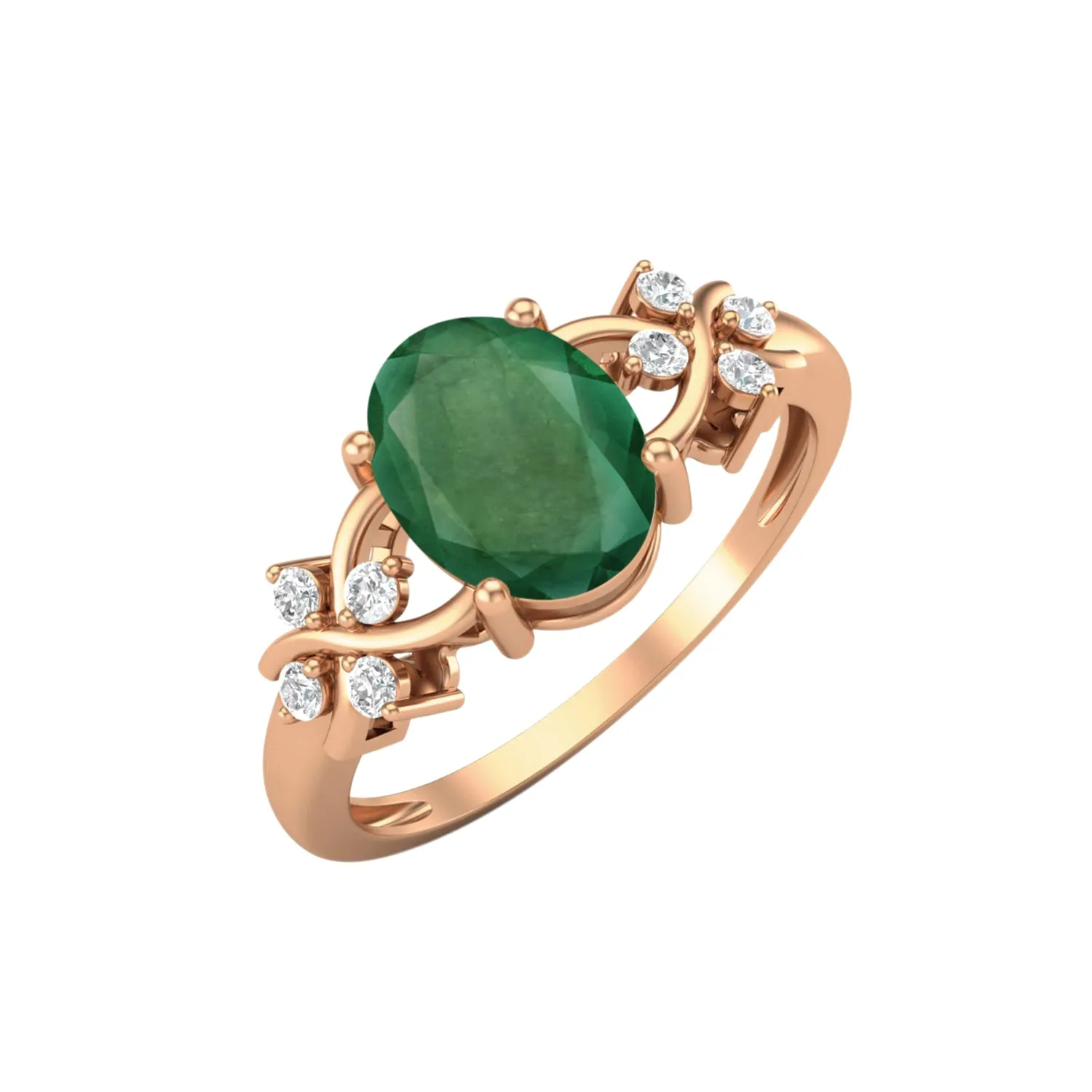 925 Sterling Silver Emerald Engagement Ring Oval Shaped Stone Wedding Ring