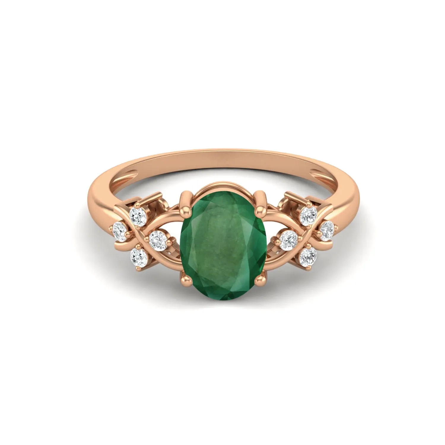 925 Sterling Silver Emerald Engagement Ring Oval Shaped Stone Wedding Ring