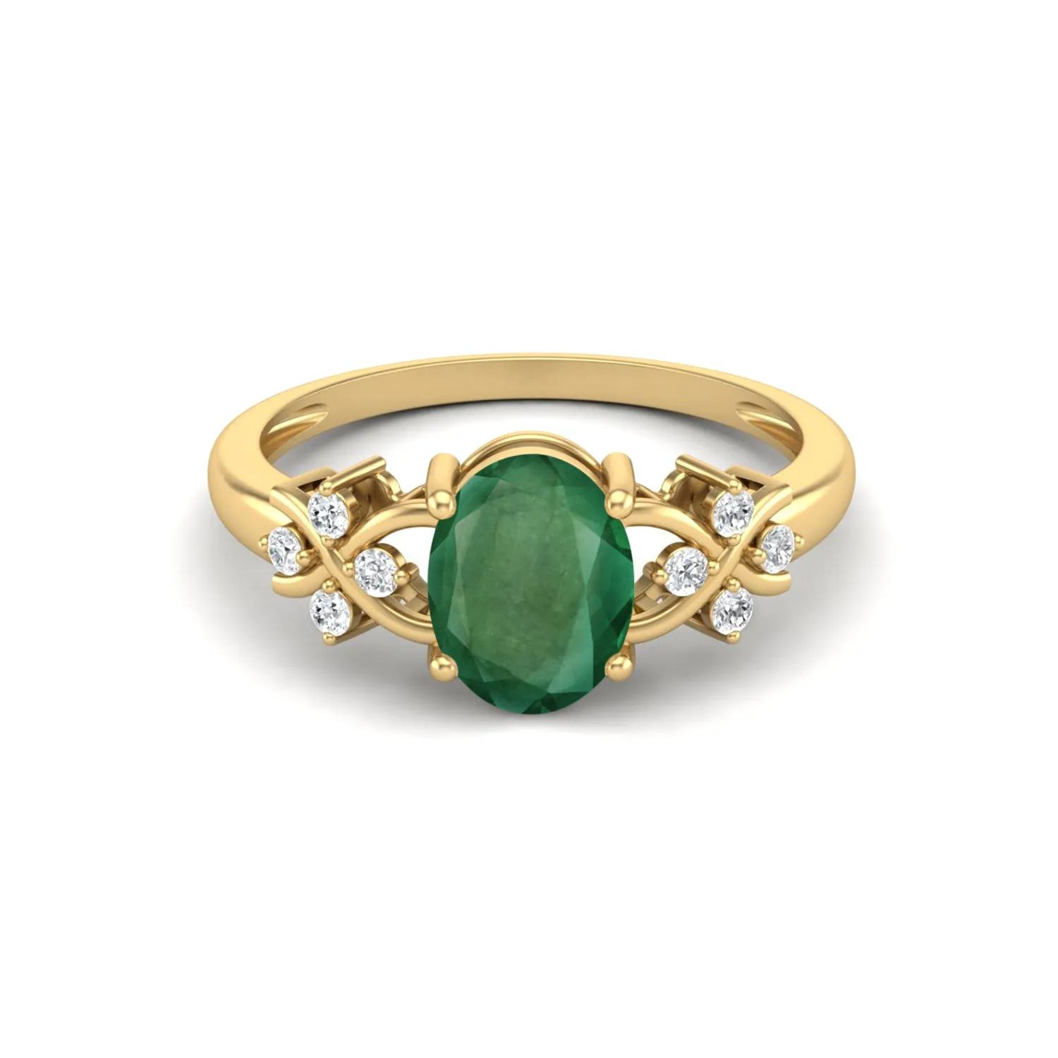 925 Sterling Silver Emerald Engagement Ring Oval Shaped Stone Wedding Ring