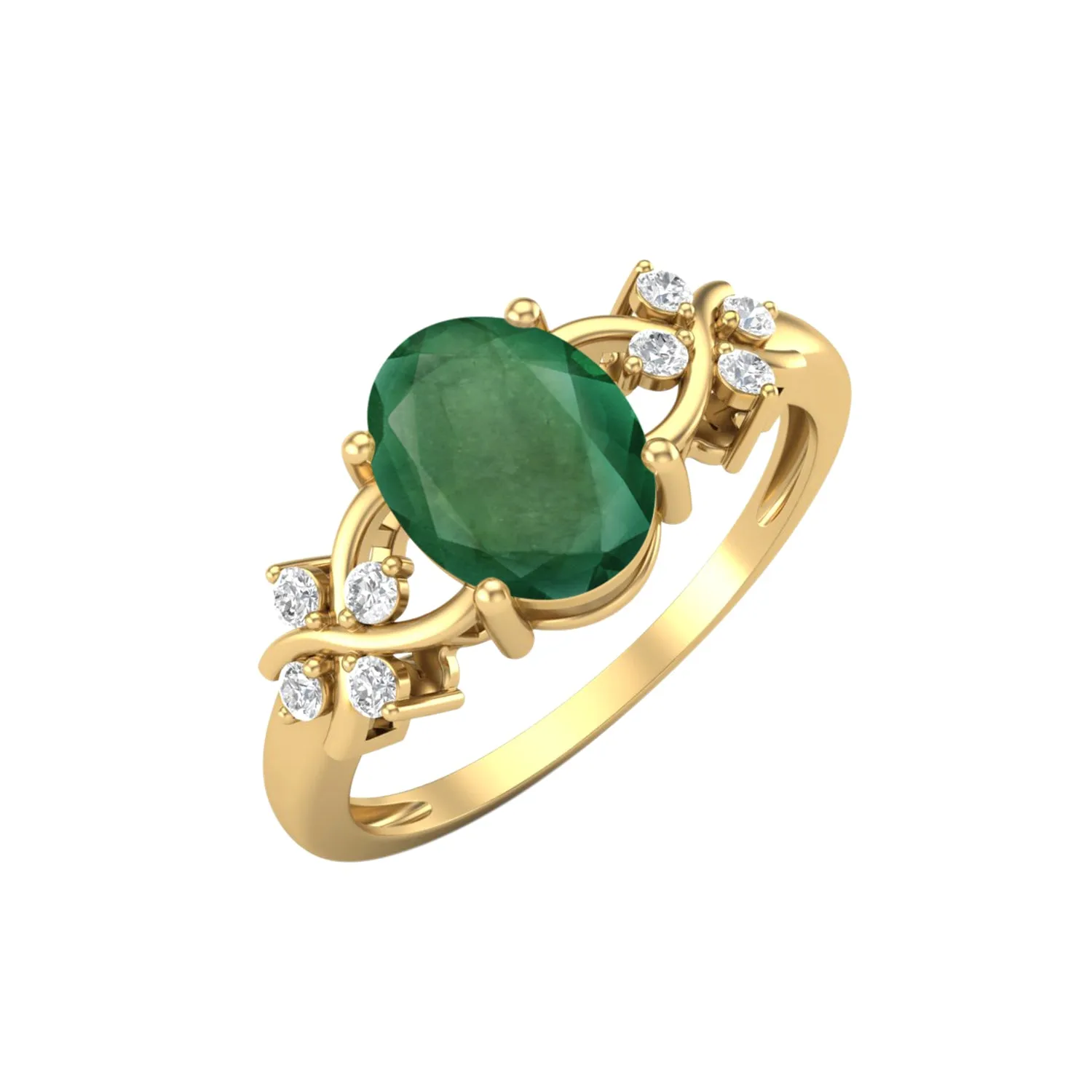 925 Sterling Silver Emerald Engagement Ring Oval Shaped Stone Wedding Ring