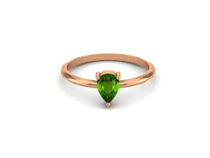 925 Sterling Silver Emerald Promise Ring Pear Shaped Solitaire Wedding Ring