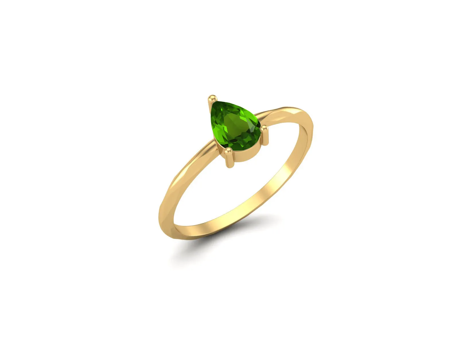 925 Sterling Silver Emerald Promise Ring Pear Shaped Solitaire Wedding Ring