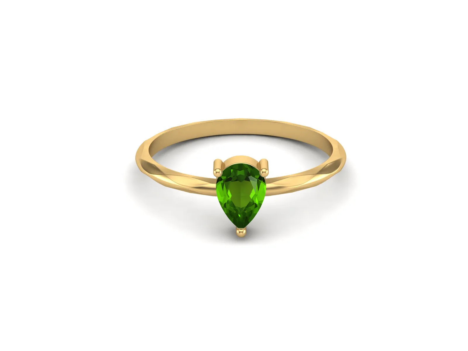 925 Sterling Silver Emerald Promise Ring Pear Shaped Solitaire Wedding Ring