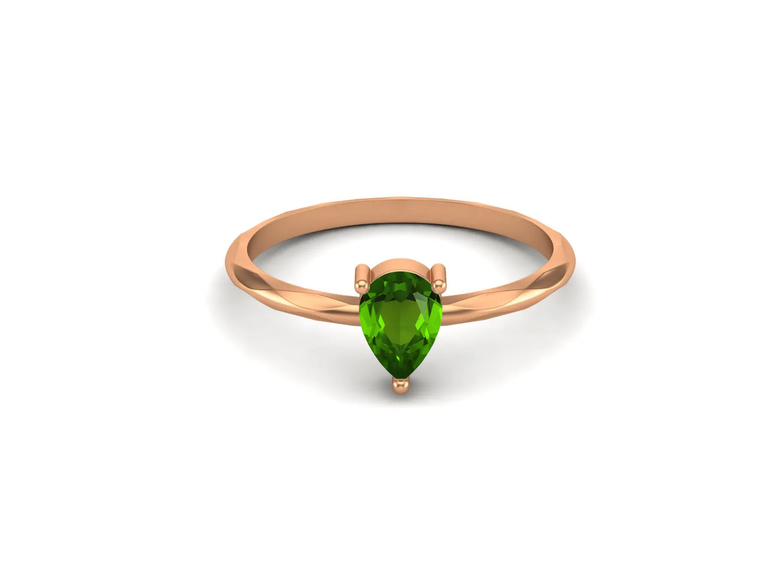 925 Sterling Silver Emerald Promise Ring Pear Shaped Solitaire Wedding Ring