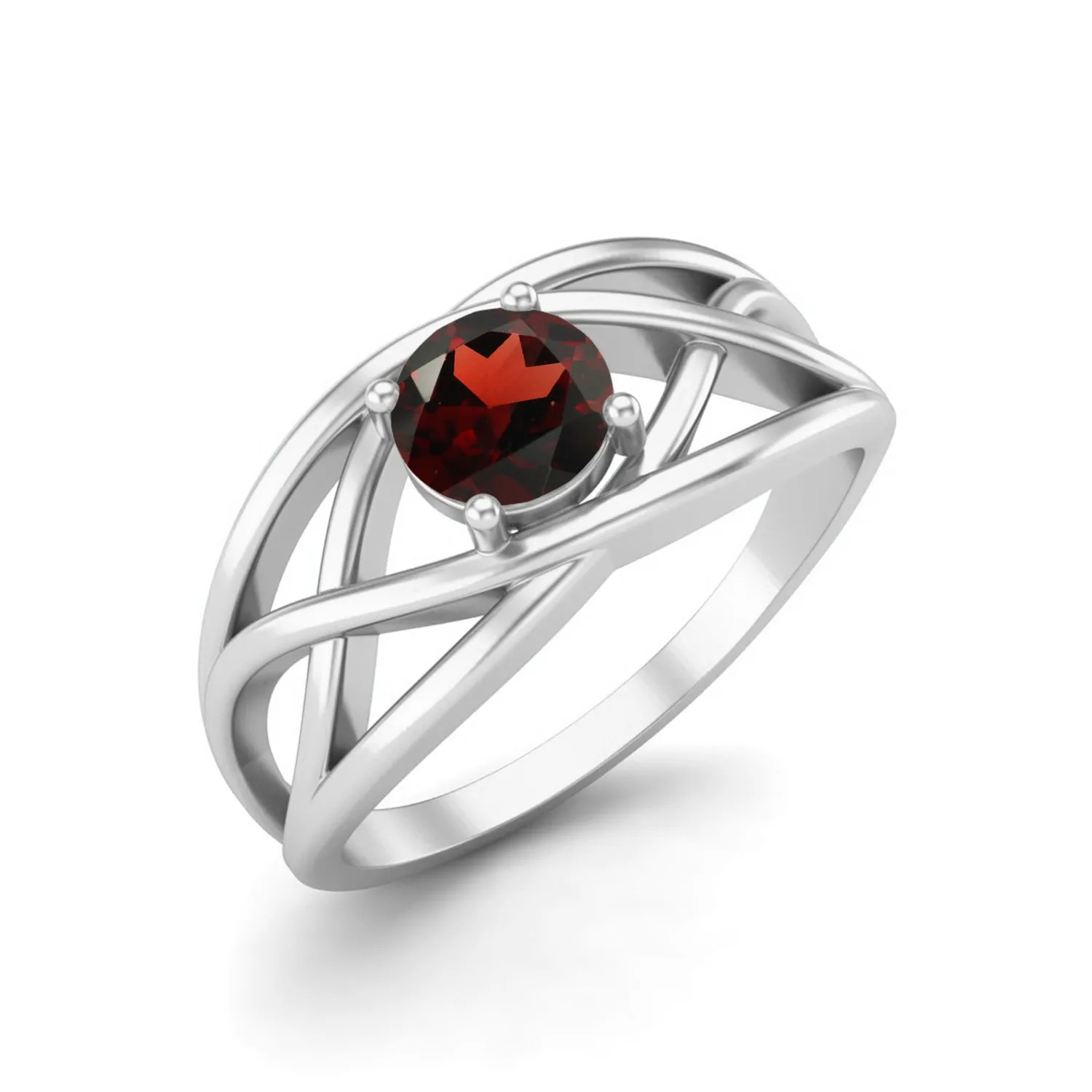 925 Sterling Silver Garnet Wedding Ring Antique Crossover Ring