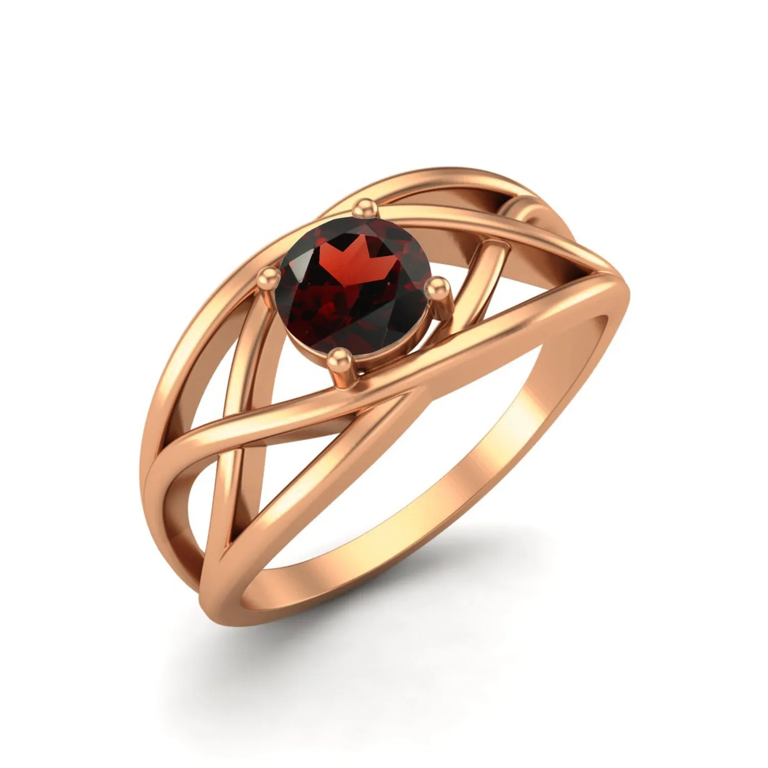 925 Sterling Silver Garnet Wedding Ring Antique Crossover Ring