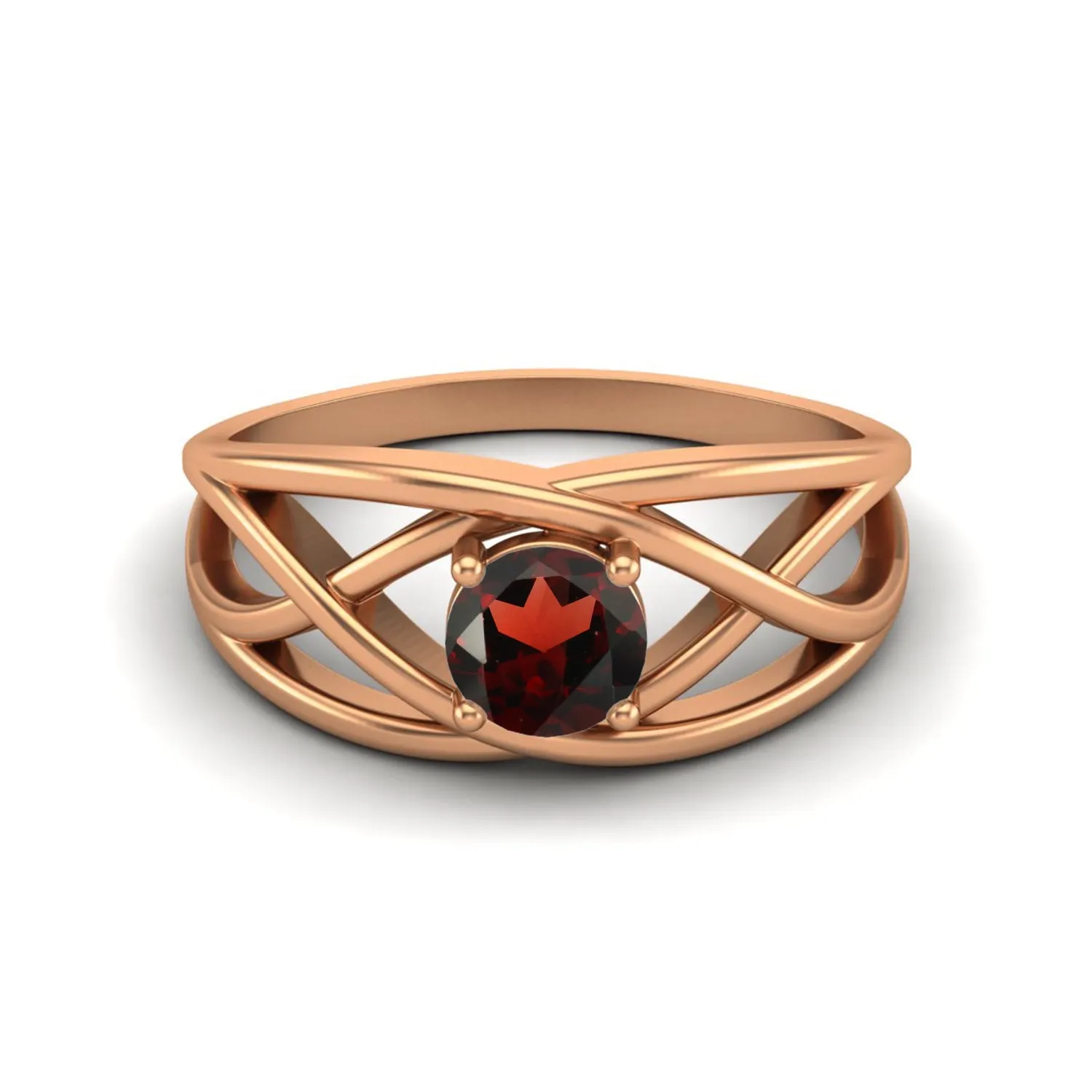 925 Sterling Silver Garnet Wedding Ring Antique Crossover Ring