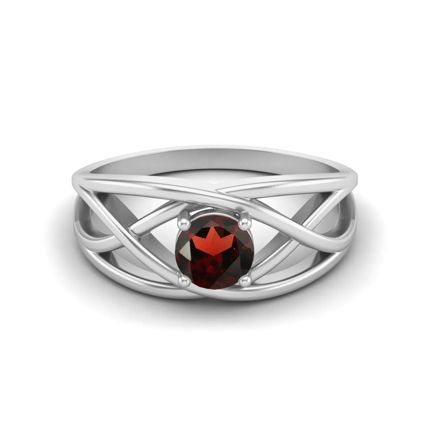 925 Sterling Silver Garnet Wedding Ring Antique Crossover Ring