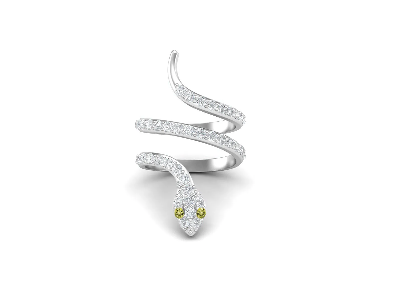 925 Sterling Silver Lemon Quartz Wedding Ring Vintage Cobra Snake Engagement Ring