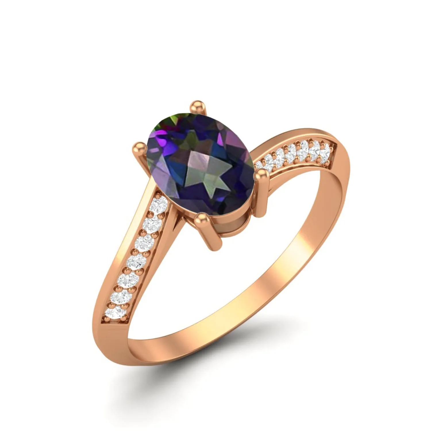 925 Sterling Silver Mystic Topaz Ring 7x5mm Oval Shaped Wedding Ring
