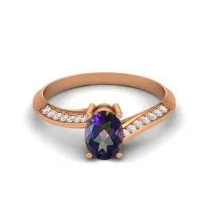 925 Sterling Silver Mystic Topaz Ring 7x5mm Oval Shaped Wedding Ring